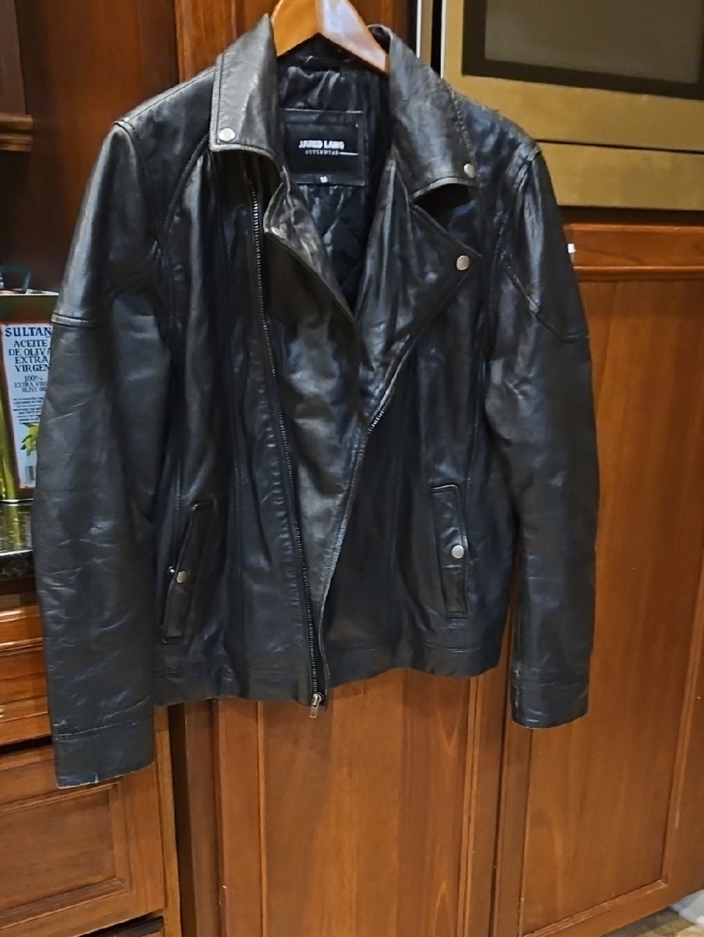 Jared Lang Black Leather Asymmetrical Zip Jacket